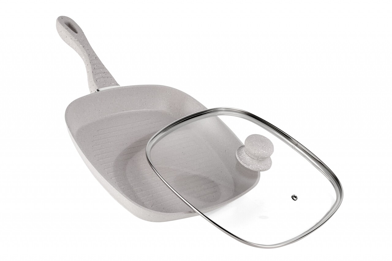 Tigaie grill + capac Mozaik, Cooking by Heinner, 28 x 4 cm, aluminiu, bej - imagine 4